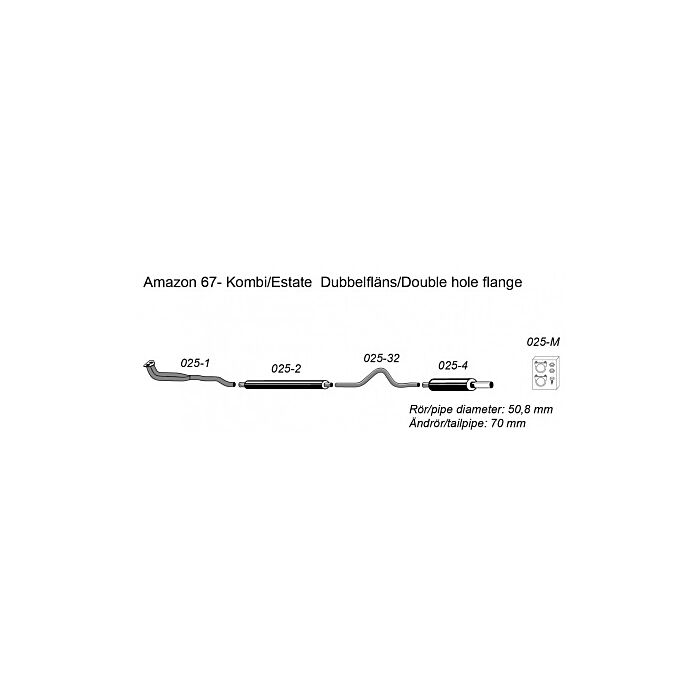 Uitlaatset Amazon combi 220 SIMONS B18+B20 1967+ compleet
