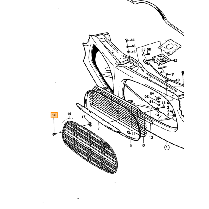 Volvo Parker chroom voor grille 190388 pv 444 544 amazon 164 140 schroef Volvo onderdeel nr 106985