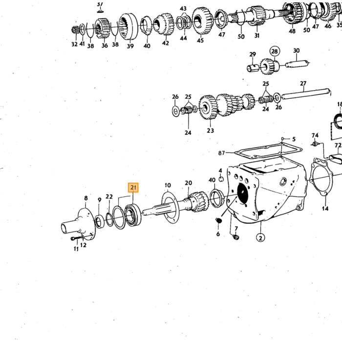 Lager transmisson M40+M41 ingångsaxel (18431) 140, 145, Amazon 121, Amazon 122 S, Amazon 220, P1800, P1800E, P1800ES, PV544 duett