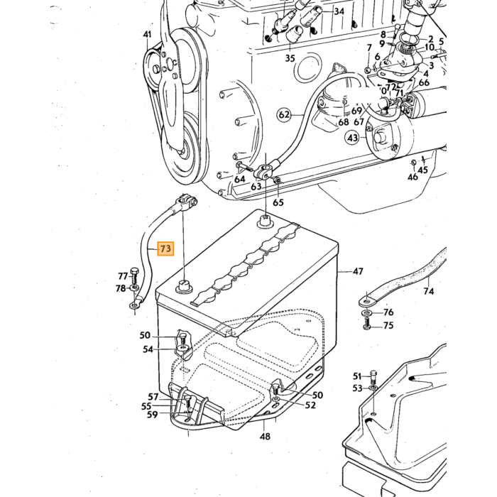 Volvo Massa kabel accu naar carrosserie  Volvo PV 444 B4B Volvo onderdeel nr 11524