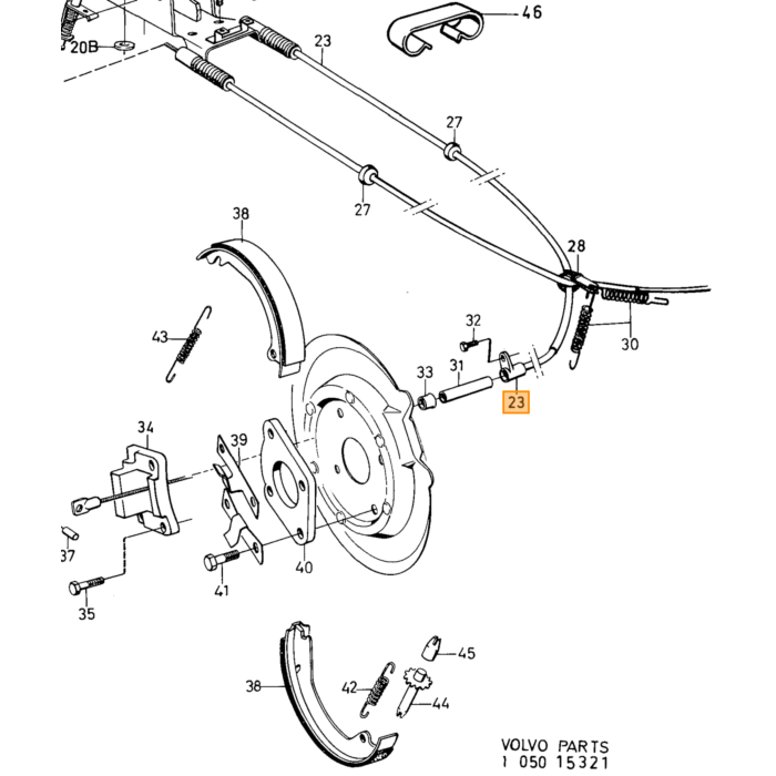 Volvo Rem handremkabel 164 chassinr 132.567+ 240+260 alle (2 st nodig) 240 260 Volvo onderdeel nr 1205743