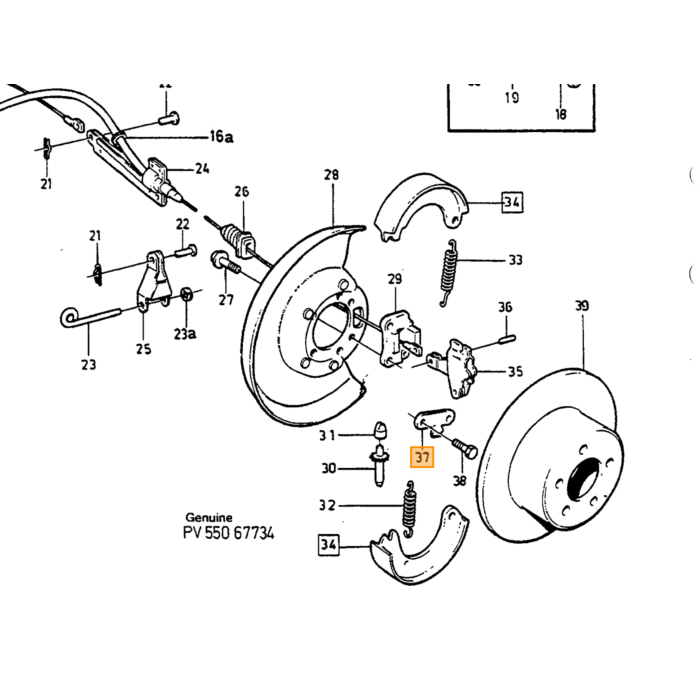 Volvo Montage beugel veer handrem 240+740 zie ook set  18594 Volvo onderdeel nr 1205887