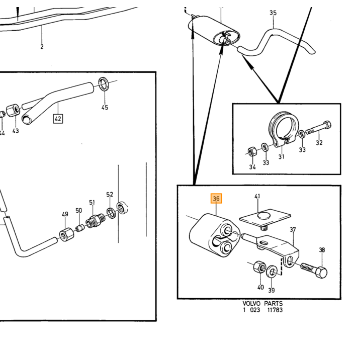 Volvo Uitlaat Rubber ophanging 140 164 240 260 440 360 480  Volvo onderdeel nr 1206468