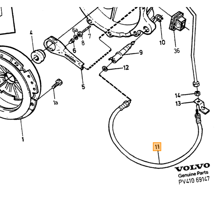 Volvo Drukslang koppeling +260+740+760+780+940+S90+V90 + 240 RHD Volvo onderdeel nr 1206840