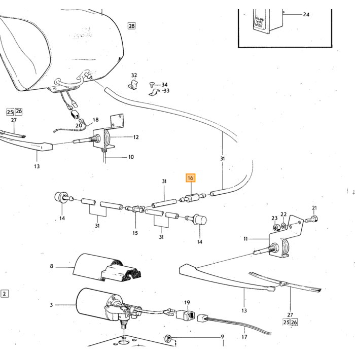 Volvo NON-retour klep ruitewisser ruitensproeier reservoir 240 achter klep 140 1640 voor non return valve Volvo onderdeel nr 1210139