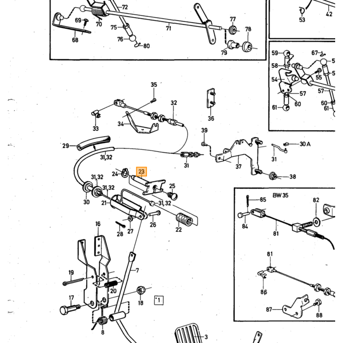 Volvo Gaspedaal verbinding injectie 1800ES 140 164 Volvo onderdeel nr 1212149