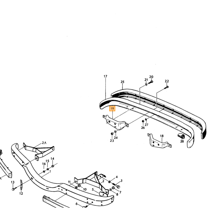 Volvo Rubber bumper 240+260 houder hiervoorvoore midden voor -1980 Volvo onderdeel nr 1213813