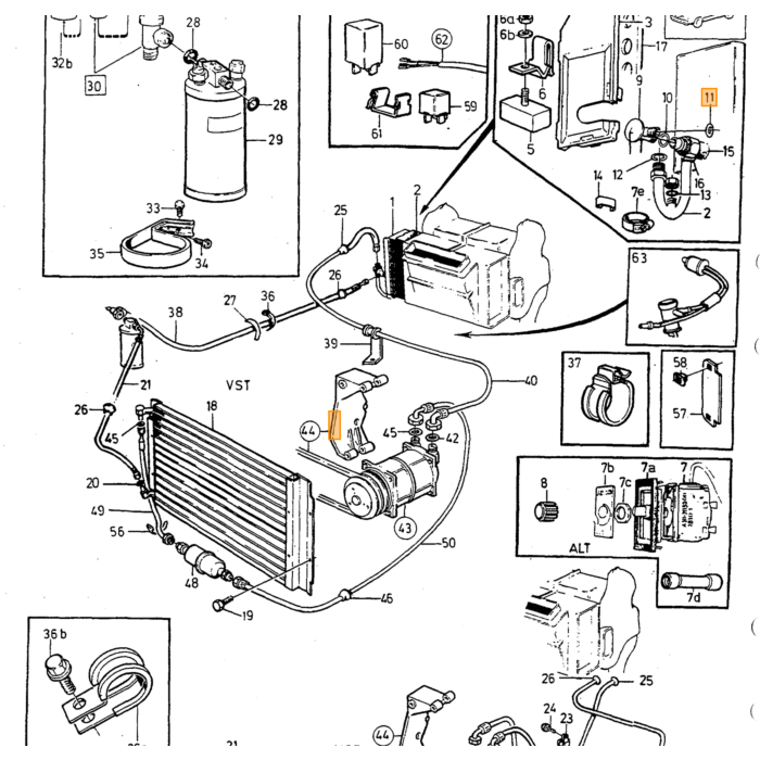 Volvo Condenser airconditioning  AC 240+260  262 1979-1990 1343271  Volvo onderdeel nr 1214851
