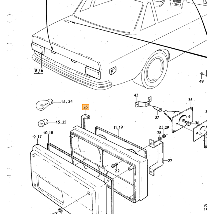 Volvo Rubber achterlicht glas afdichting 140-164-240 260 platte achterlicht -1978 Volvo onderdeel nr 1215037