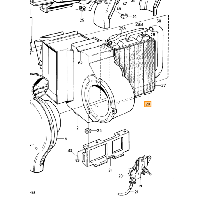Volvo Kachelradiateur 240+260 type met airco 140+164 ruilonderdeel (statiegeld van toepassing)levertijd: gemiddeld 4 weken Volvo onderdeel nr 1215673