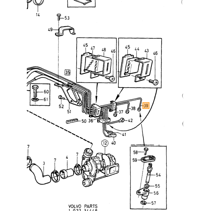 Volvo Brandstof benzine leiding K jetronic 1e cilinder 240+740+940 Volvo onderdeel nr 1219887