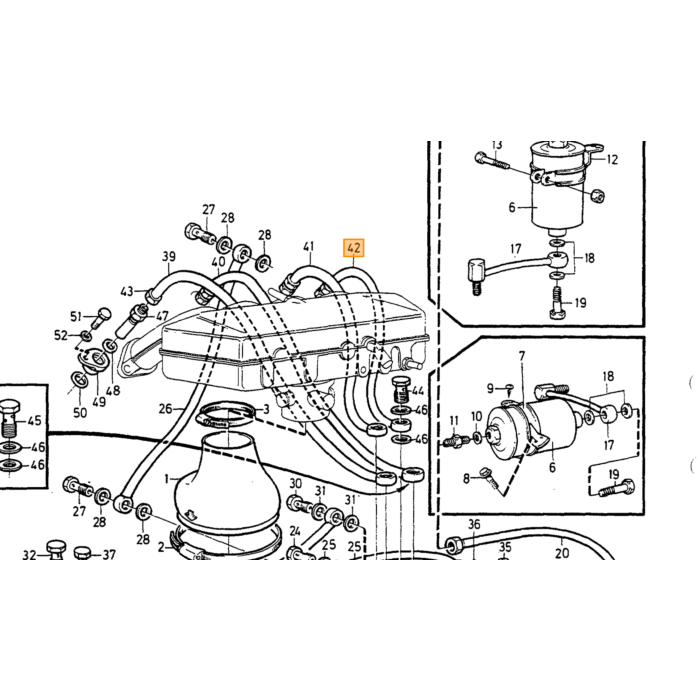 Volvo Brandstof benzine leiding K jetronic 4e cilinder 240+740+940 Volvo onderdeel nr 1219890