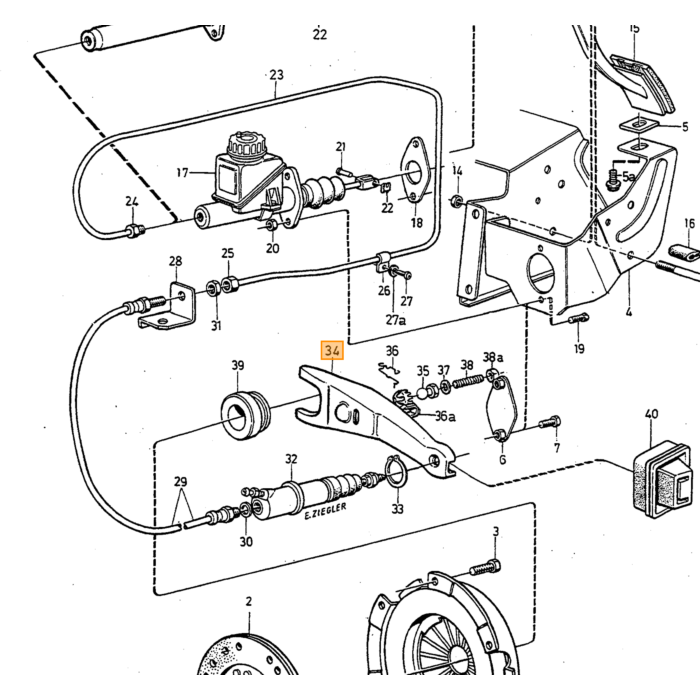 Volvo Koppelingsvork Volvo 740 - 760 - 780 - 940 - 960 Volvo onderdeel nr 1220763