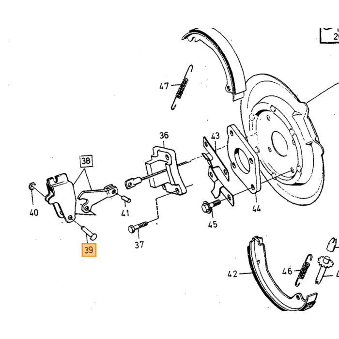 Volvo Bout handrem mechanisme 240 260 Volvo onderdeel nr 1221869