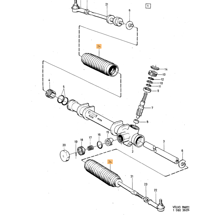 Volvo Rubber hoes stuurhuis 240+260 links+rechts PS stuurbekrachtiging uitw draad 14mm 240 260 Volvo onderdeel nr 1228425