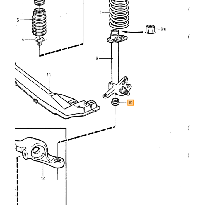 Volvo Zitting onderste schokbreker achter 240+260+740+760+780+940+960  Volvo onderdeel nr 1229423