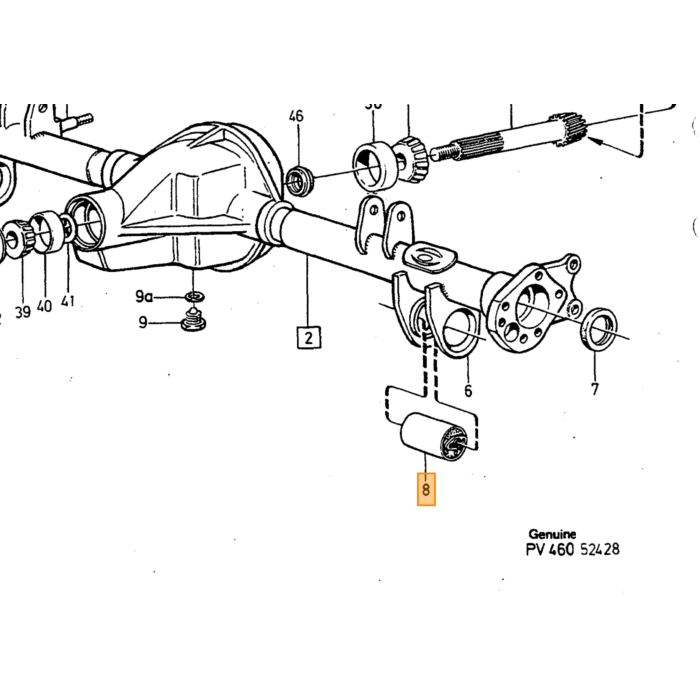 Volvo Silentbloc achteras 240 242 244 245 260 1229165 Volvo onderdeel nr 1229628