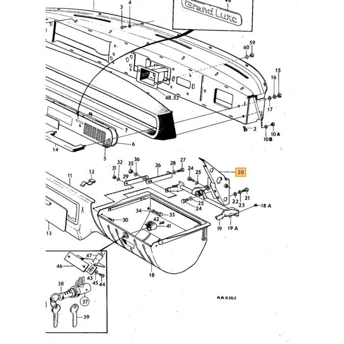 Volvo Klem interieur dashboard zwart 140-160-240+260  tunnel console middenconsole Volvo onderdeel nr 1234286