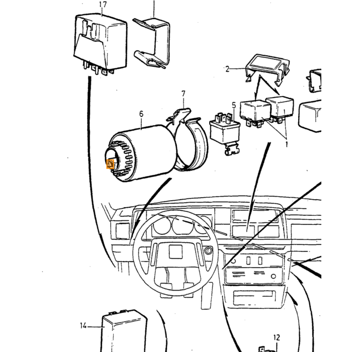 Volvo Schakelaar richtingaanwijzer 240+260 zonder cruise control RUIL (gereviseerd)n statiegeld 50 euro Volvo onderdeel nr 1235339