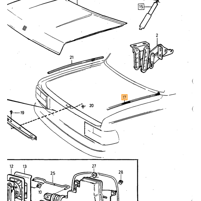 Volvo Rubber koffer 242+244+262 240 260 sedan 4 deurs1979+ Volvo onderdeel nr 1246650