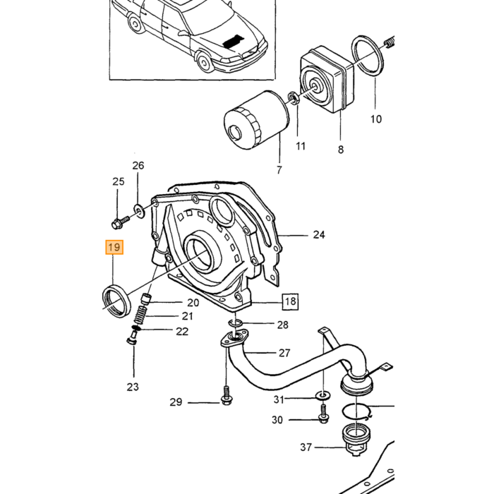 Volvo Radiale oliekeerring Krukas  riem zijde RING Volvo 240 740 760 780 850 :940 960 S70 V70 (-2000)  Volvo onderdeel nr 1257113