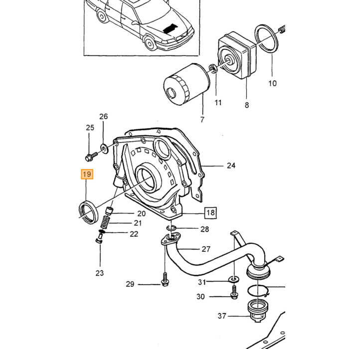 Volvo Radiale oliekeerring Krukas  riem zijde RING Volvo 240 740 760 780 850 :940 960 S70 V70 (-2000)  Volvo onderdeel nr 1257113