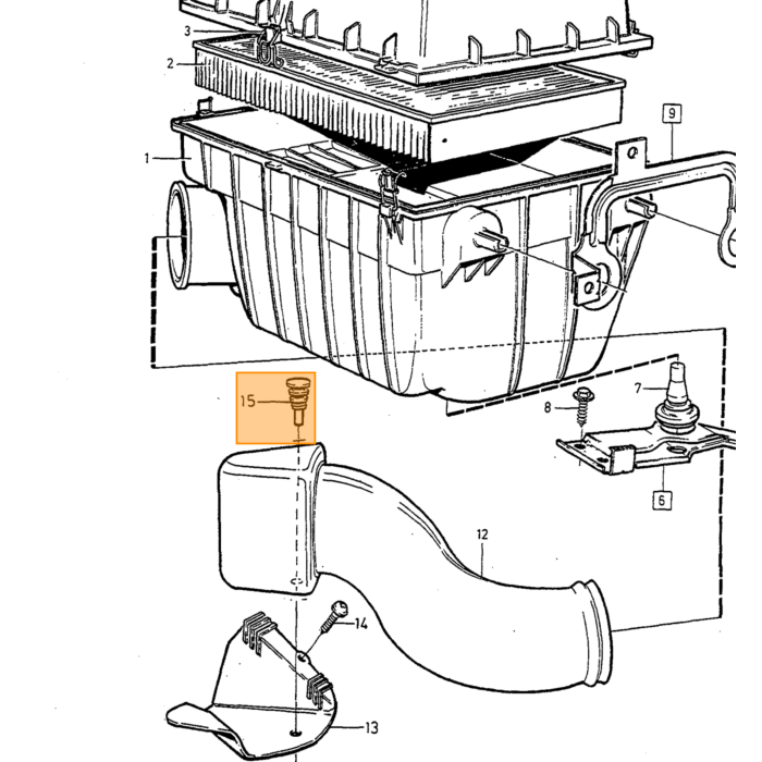 Volvo Spacer Hoes 240  260  740  760  780  940  940 SE  960 D24 diesel en benzine luchtfilter verbindingstuk Volvo onderdeel nr 1257342