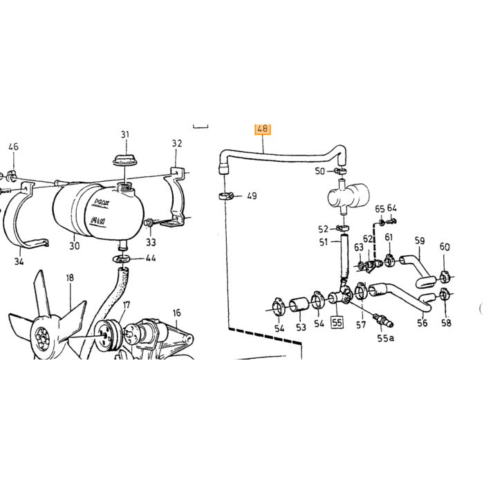 Volvo Slang radiateur 240+260 +740 -86 diesel niet meer leverbaar Volvo onderdeel nr 1257446