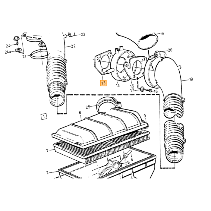 Volvo Luchtfilter 740+760+780+940 200+230 960 turbo B200ET+D24+D24T (336x241x57mm)  Volvo onderdeel nr 1257546