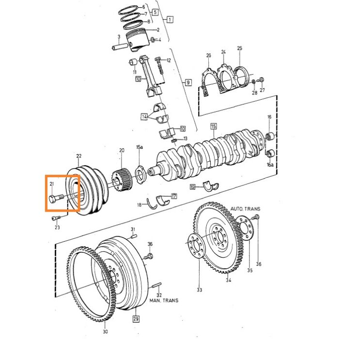 Volvo schroef bout krukas poelie 240 740 760 780 940 960  D24 Volvo onderdeel nr 1257604