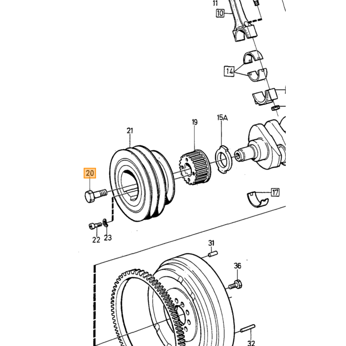 Volvo schroef bout krukas poelie 240 740 760 780 940 960  D24 Volvo onderdeel nr 1257604