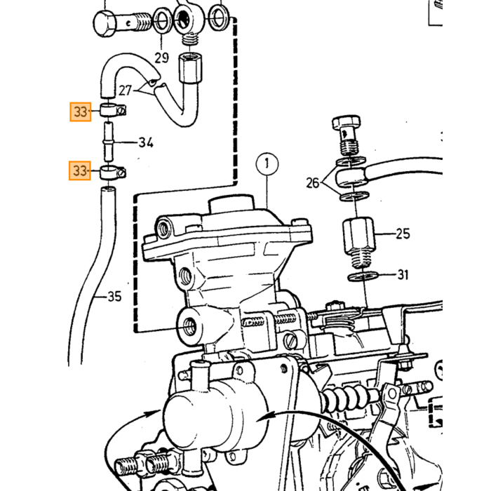 Volvo Slang vacuum en retour diesel 3.2mm per meter 240  740  760  780  940  960 Volvo onderdeel nr 1257639