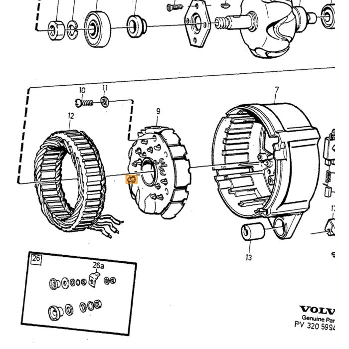 Volvo Lager waterpomp D24 diesel 240+740+760+780+940+960 Volvo onderdeel nr 1257795