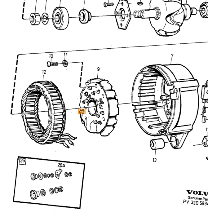 Volvo Lager waterpomp D24 diesel 240+740+760+780+940+960 Volvo onderdeel nr 1257795