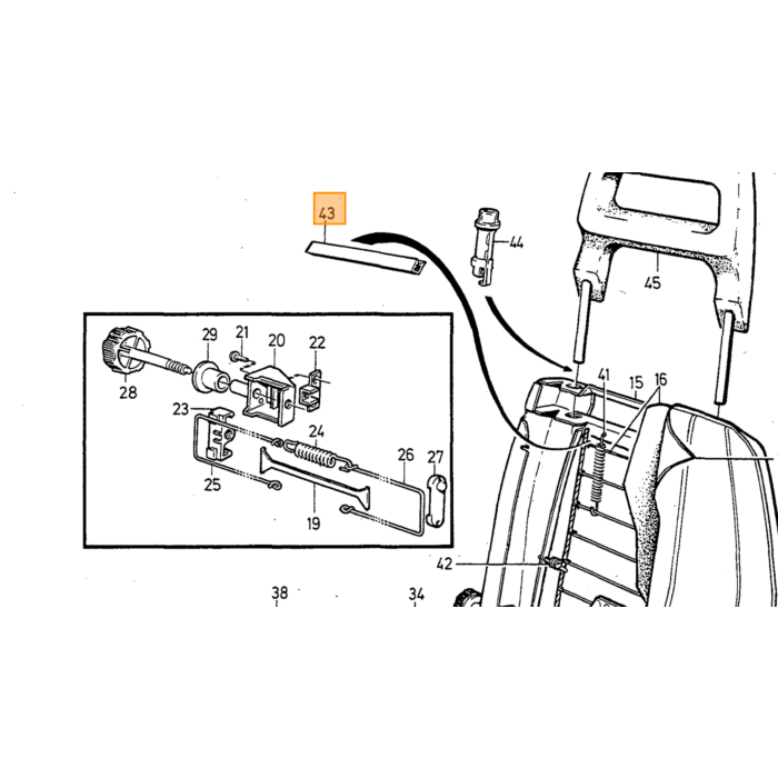 Volvo Veer zitting 240 260 740 760 940 960  S90 V90 (-1998) voorste 2 van frame 4 per stoel Volvo onderdeel nr 1264530