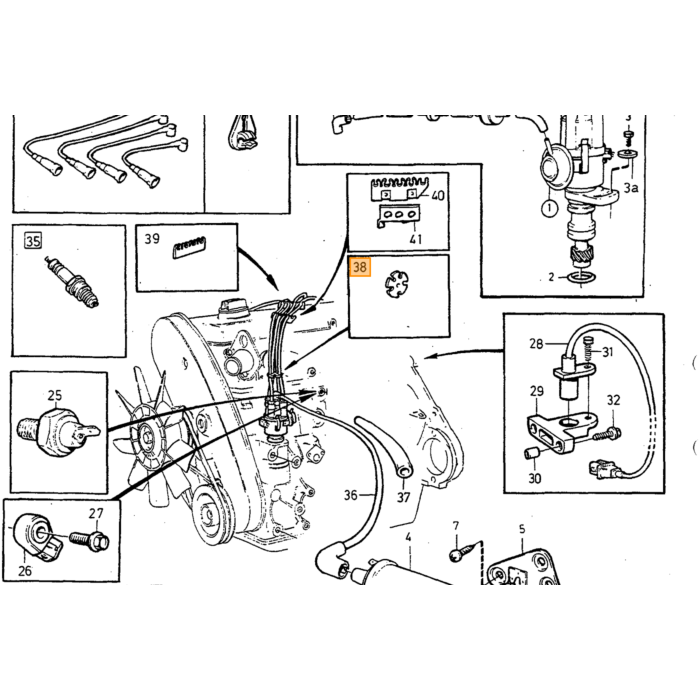 Volvo Bougie kabel klem houder rond 240+340+360+740 B19+B21+B23+B200+B230+ Volvo onderdeel nr 1266020
