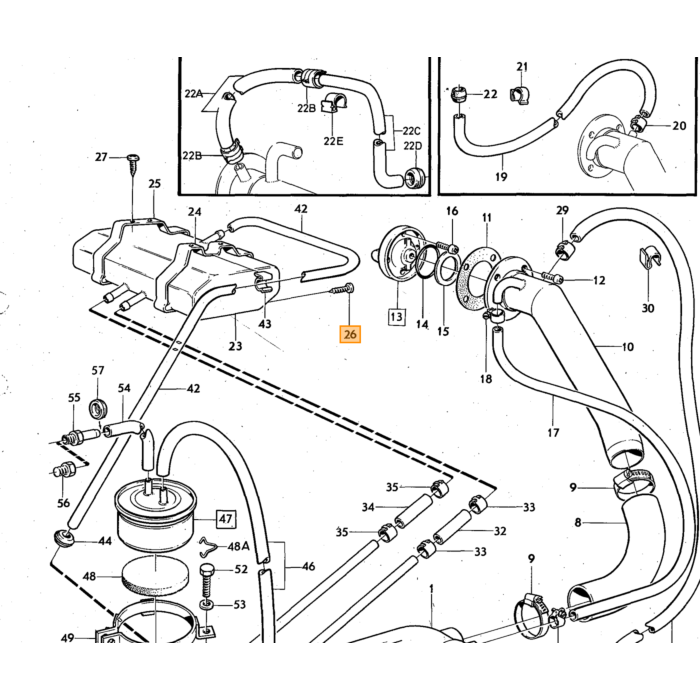 Volvo Drukaccumulator K tronic injectie B20E B20F B21E B23E B27E B200E B230E b230FB  140 240 260  740 940(0438170001) 2 aansluitingen vervangen door 462547 Volvo onderdeel nr 1266224