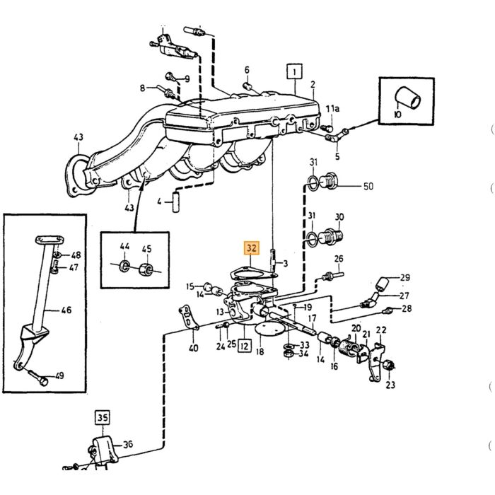 Volvo Pakking gasklephuis LH jetronic B19E+B21E+B23E+B21F+B230 all Volvo onderdeel nr 1271488