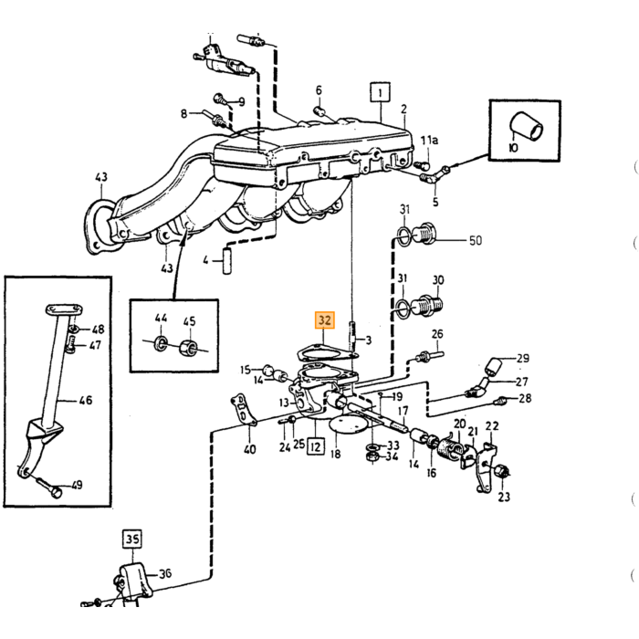 Volvo Pakking gasklephuis LH jetronic B19E+B21E+B23E+B21F+B230 all Volvo onderdeel nr 1271488