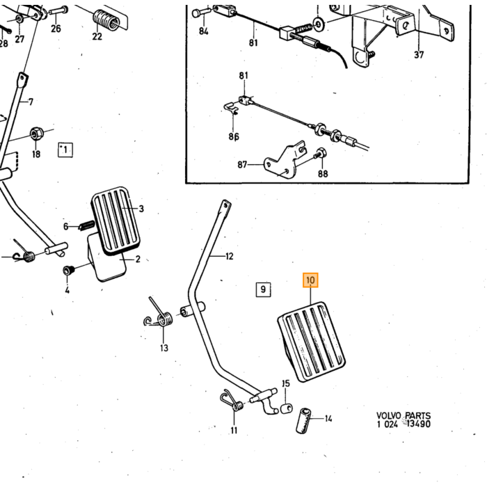 Volvo Rubber gaspedaal 240+740 niet meer leverbaar Volvo onderdeel nr 1272606