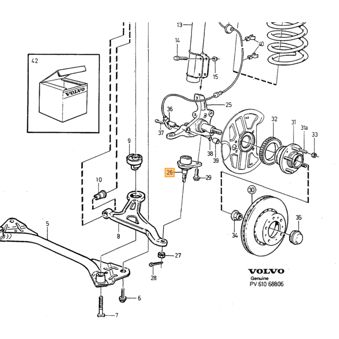 Volvo revet revet ring onderkant veerpootlager 740 760 940 960 780 v90 s90 Volvo onderdeel nr 1273746