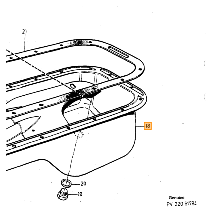 Volvo Oliepan carter B21-B230 240+740+940 alle behalve 204GT Volvo onderdeel nr 1276121