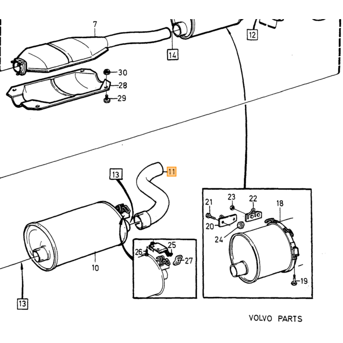 Volvo Steun uitlaat downpipe 240 740 760 780 940 960 s90 v90 benzine zonder turbo Volvo onderdeel nr 1276583
