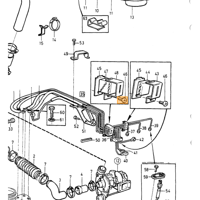 Volvo Luchtslang TURBO 240 B19ET+B21ET+B1FT vanaf K tronic naar turbo charger Volvo onderdeel nr 1276830