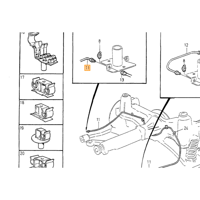 Volvo Rem leiding hoofd remcilinder naar verdeelblok 240 + 260 Volvo onderdeel nr 1277117