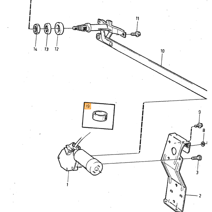 Gummibussning lock vindrutetorkarkvadrant 1985-1993 1304975 240 260 245 740 760 780 940 960 S90 V90 utgått