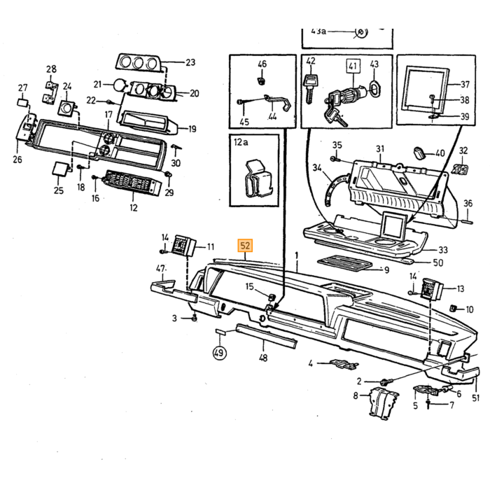 Volvo Afdicht rubber strip dashboard 240+260 binnenzijde tussen dashboard en voorruit 1979-1993 Volvo onderdeel nr 1307853
