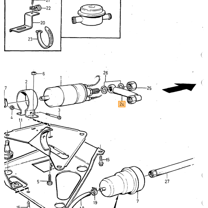 Volvo Benzinepomp montageset voor electrische benzinepomp banjo aansluiting 140 240 -1981 260 -1979 Volvo onderdeel nr 1312320