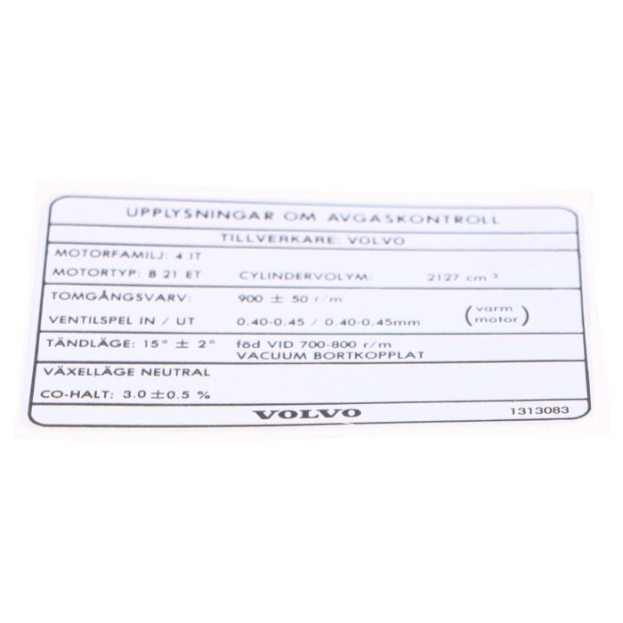 Volvo Decal sticker Volvo onderdeel nr 1313083