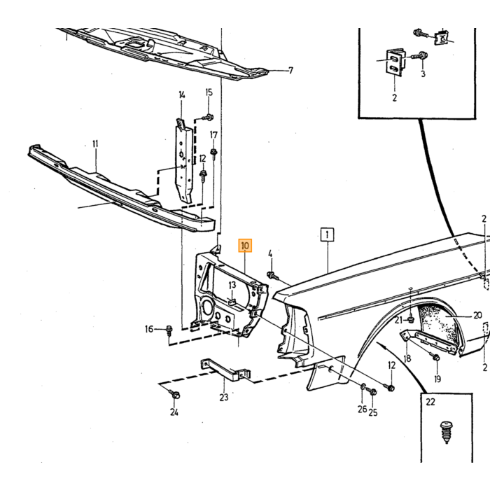 Volvo Plaatwerk 240+260 koplamp houder links niet meer leverbaar Volvo onderdeel nr 1315756